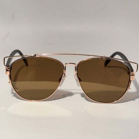 1637 NEW Gold Aviator Sunglasses with Top Bar Detail - Trendy & Chic - Picture 2 of 8